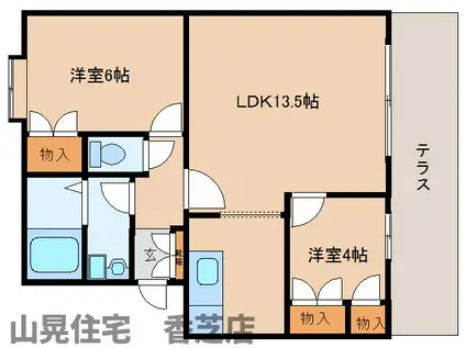 セリーシア葛城A(2LDK/1階)の間取り写真