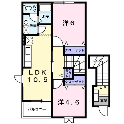 GRACEFULグレイスフル(2LDK/2階)の間取り写真