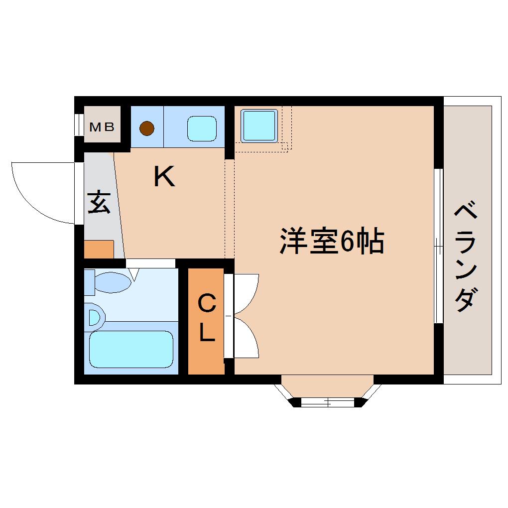 ジュネス神殿(1K/4階)の間取り写真