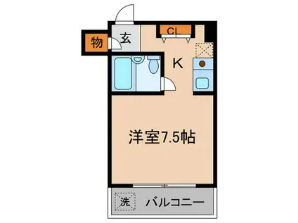 プリベール新城(1K/4階)の間取り写真