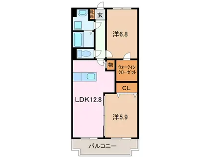 グローリアT.F(2LDK/1階)の間取り写真