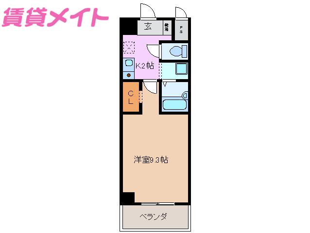 WILL DO 四日市白須賀(1K/2階)の間取り写真