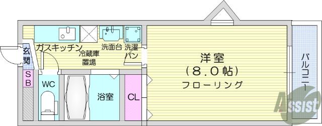 フレンズ双葉ヶ丘(1K/1階)の間取り写真