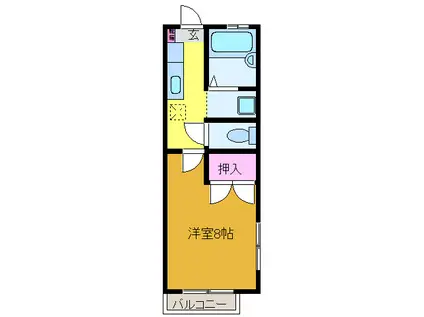 ヴィラソレイユ(1K/1階)の間取り写真