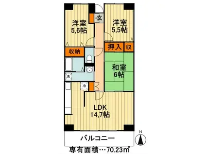 ルーチェ緑ヶ丘B棟(3LDK/1階)の間取り写真