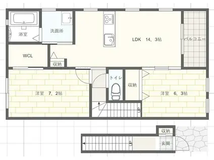 ガレリア(2LDK/2階)の間取り写真