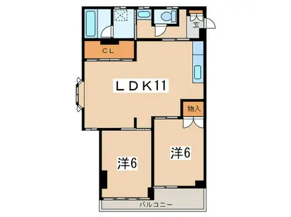 ヴィヴィットヒル(2LDK/1階)の間取り写真