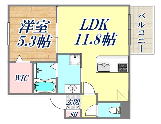 ラ・ポルテ(1LDK/1階)の間取り写真