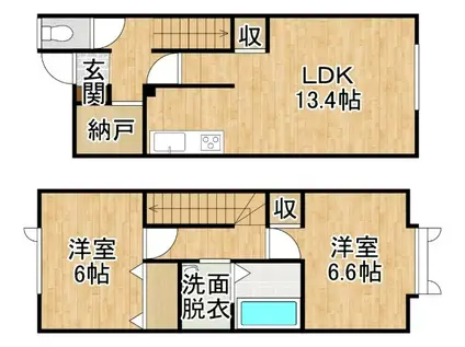 ベルジュ南町II(2LDK/1階)の間取り写真
