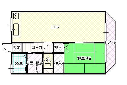 イーストヒル(1LDK/2階)の間取り写真