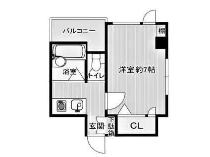 あけぼのコート(1K/2階)の間取り写真