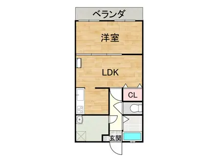 岩瀬ビル(1LDK/4階)の間取り写真