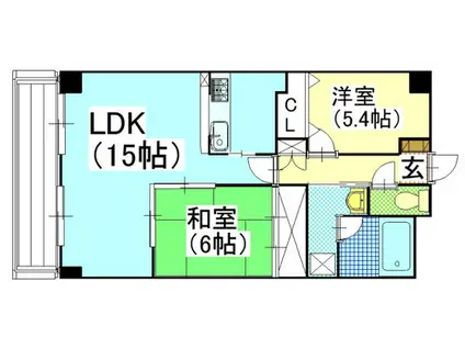 グリーンビレッジ北方(2LDK/4階)の間取り写真
