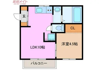 SUN SIESTA KOMONOI(1LDK/2階)の間取り写真