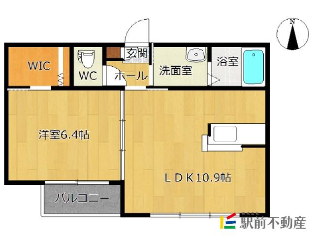 エクセラン多布施(1LDK/1階)の間取り写真
