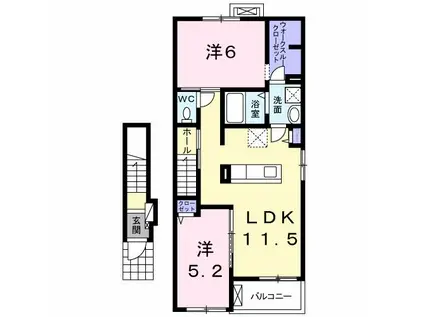 ベルフルールB(2LDK/2階)の間取り写真