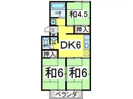 小山ハイツ第一(3DK/2階)の間取り写真