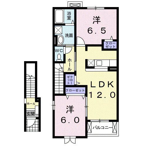 ハニーフォーレスト(2LDK/2階)の間取り写真