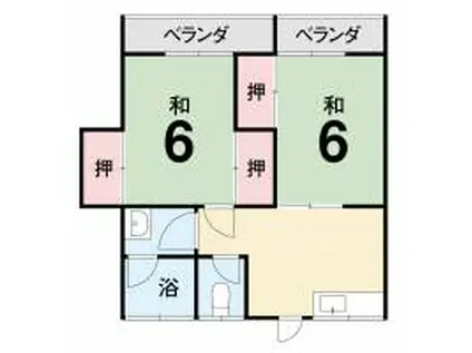 コーポ中津(2DK/2階)の間取り写真
