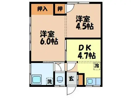 いずみアパート(2DK/1階)の間取り写真