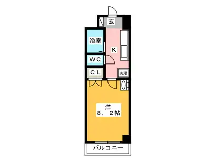 ロイヤル天神南(1K/9階)の間取り写真