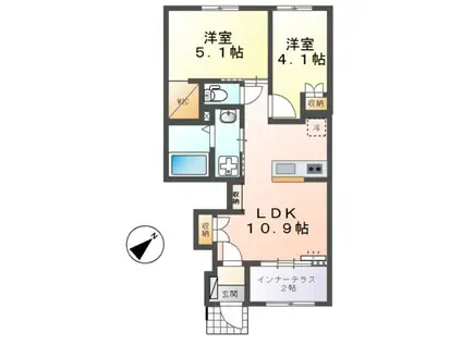 鳥栖市原町(2LDK/1階)の間取り写真