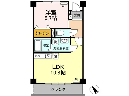 ライフパーク・ユニゾン(1LDK/2階)の間取り写真