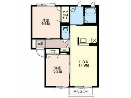 ダニエル(2LDK/2階)の間取り写真