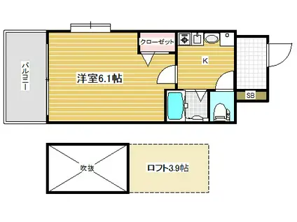 エステムコート神戸県庁前Ⅲフィエルテ(1K/11階)の間取り写真