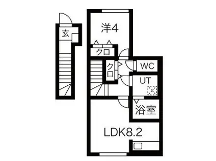 JR奥羽本線 高擶駅 徒歩9分 3階建 築1年(1LDK/2階)の間取り写真