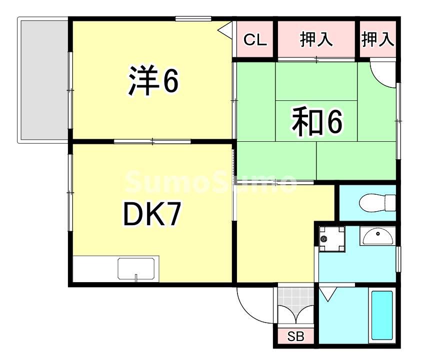 ドミール伏原(2DK/2階)の間取り写真