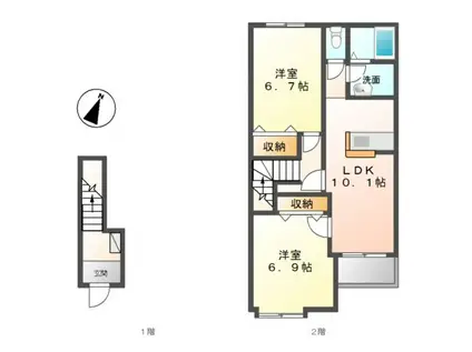 ラグラシーヌI(2LDK/2階)の間取り写真