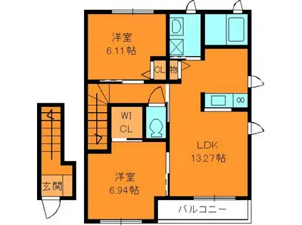 LEAF COURT PLAZAⅡ(2LDK/2階)の間取り写真