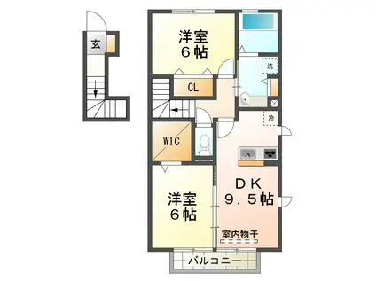 エルミタージュ(2DK/2階)の間取り写真