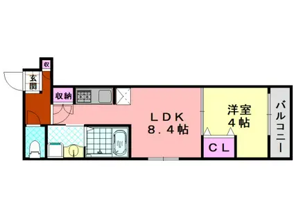 アッシュメゾン平野ノースIII(1LDK/1階)の間取り写真