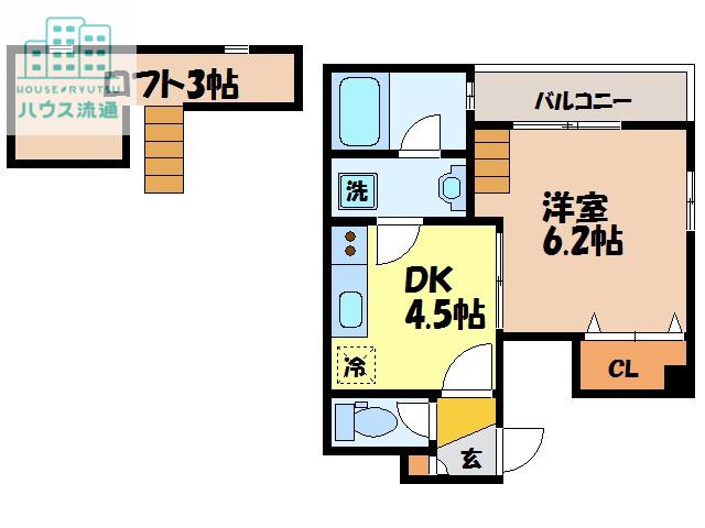 オーパスONE(1DK/3階)の間取り写真