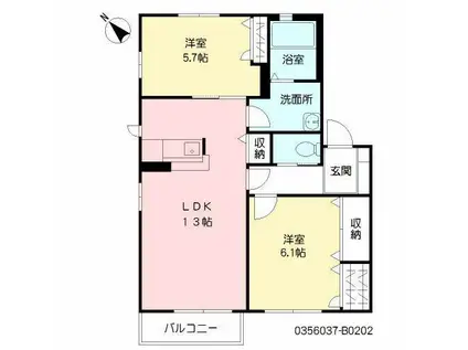 パディー沖代(2LDK/2階)の間取り写真