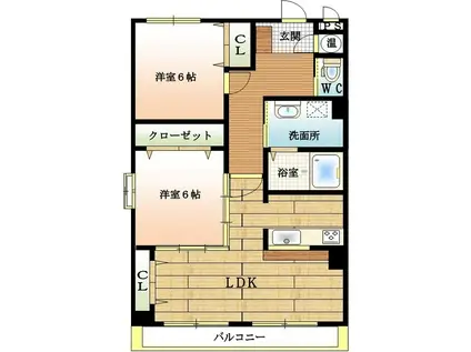 スターハイツみなみ(2LDK/2階)の間取り写真