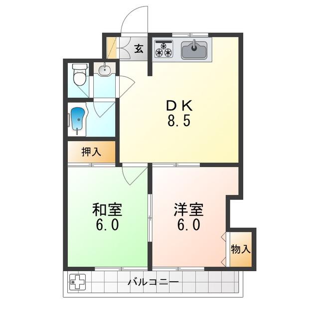ロイヤルハイツ西沢(2LDK/3階)の間取り写真