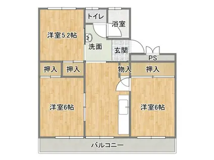 三倉マンション(3DK/4階)の間取り写真