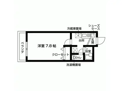 リバティー樋ノ口II(1K/1階)の間取り写真