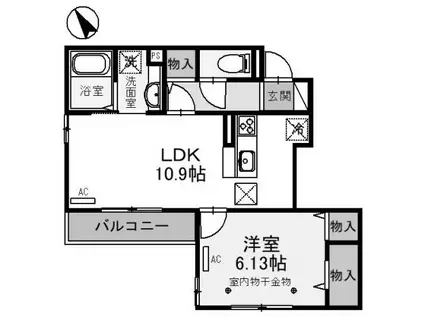 コンフォート上和田(1LDK/1階)の間取り写真