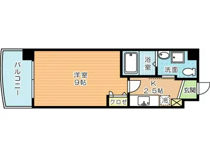 ベルガ北方(1K/4階)の間取り写真