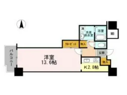 品川シーサイドビュータワー1(1K/14階)の間取り写真