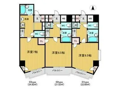 シャイン塩釜ハイツ(1K/4階)の間取り写真