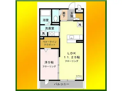 バラディー伏見(1LDK/3階)の間取り写真