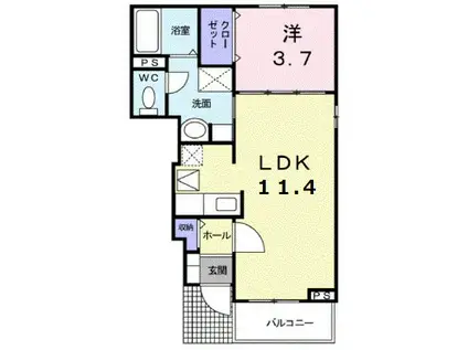 アルキラダ蔵王(1LDK/1階)の間取り写真
