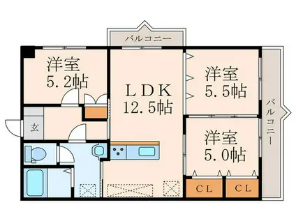 フォーラム岡田(3LDK/4階)の間取り写真