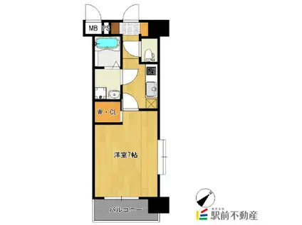 エンクレスト天神MERSII(1K/4階)の間取り写真