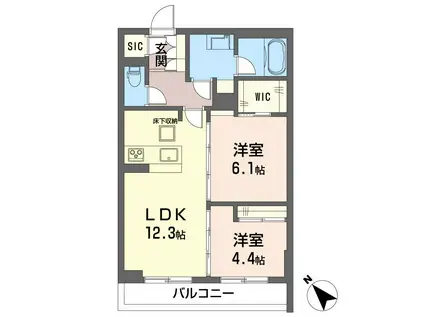 フェリシード野沢(2LDK/1階)の間取り写真